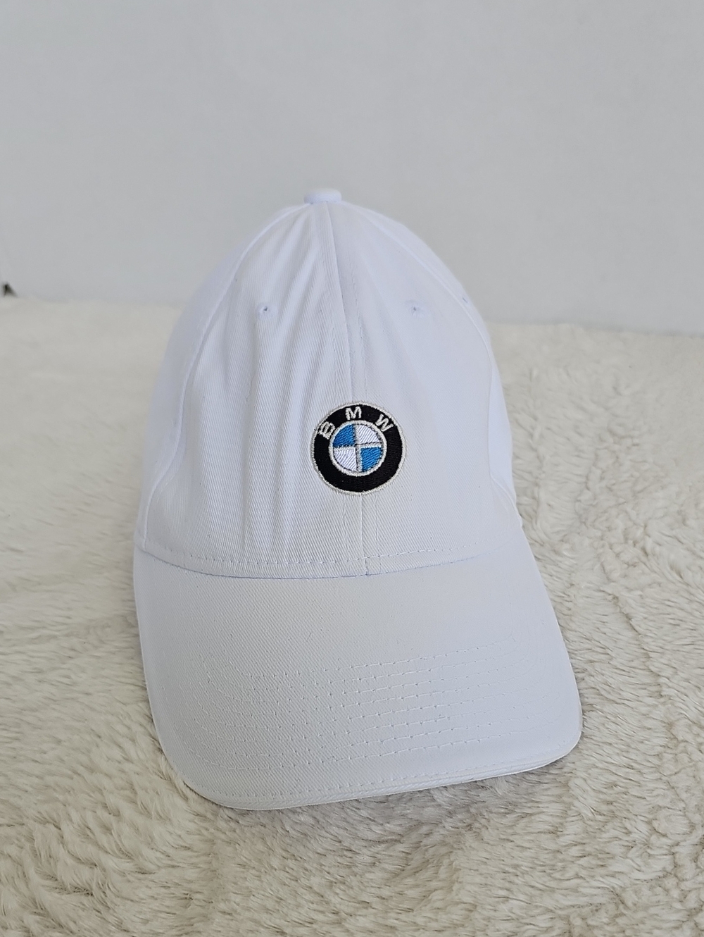 BMW Lifestyle Official White Baseball Cap Hat Embroidered Roundel Logo Adjustabl